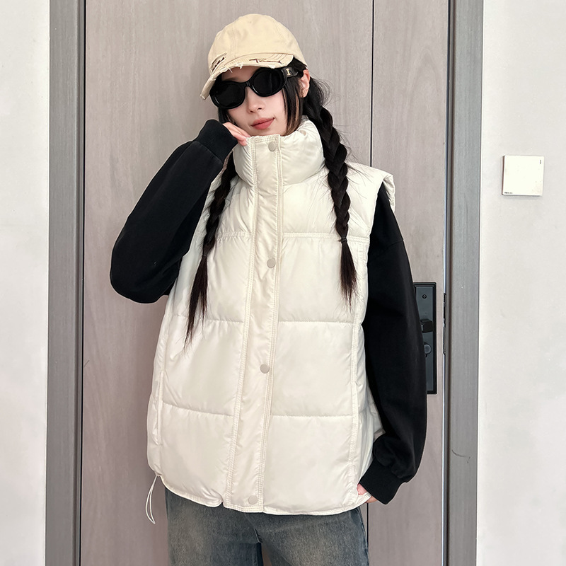 綿ベスト女性の 2025 秋と冬の新しい韓国スタイルルーズ小さな香りノースリーブ綿ベストベストジャケットトレンディ|undefined