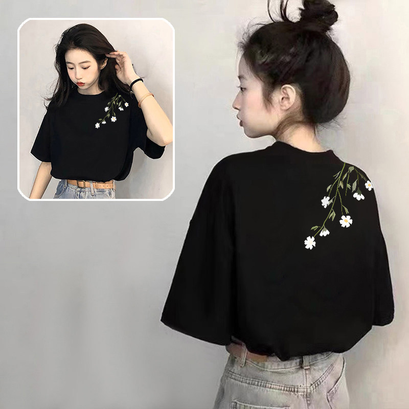 Black Pure Cotton Short-Sleeve Women's T-Shirt, Summer 2026 New Popular Niche Style, Unique Design, Super Stylish Half-Sleeve Top, Trendy on Instagram Black Pure Cotton Short-Sleeve Women's T-Shirt, Summer 2026 New Popular Niche Style, Unique Design, Super Stylish Half-Sleeve Top, Trendy on Instagram