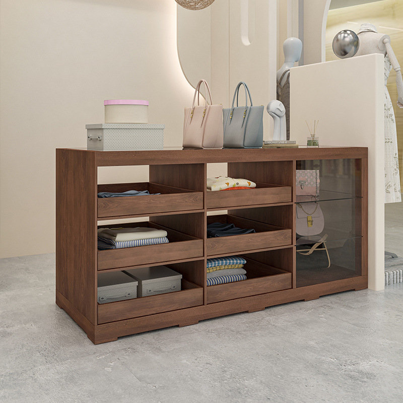 服装店流水台实木烤漆展示柜女装店中岛柜童装店边柜陈列展示桌子