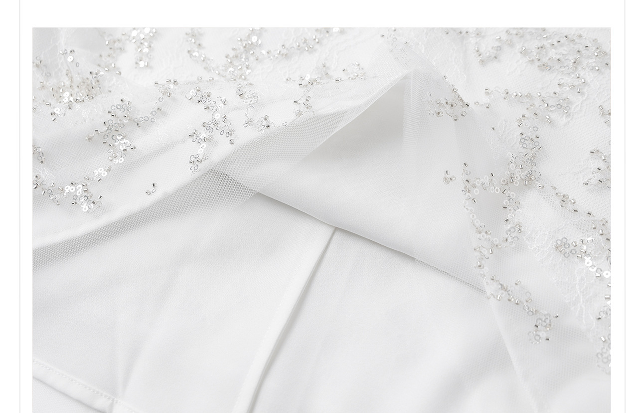 Bộ hai mảnh thêu ren đính hạt áo vest ngắn chân váy midi M4034 không tay — Áo, Váy nửa chi tiết 25