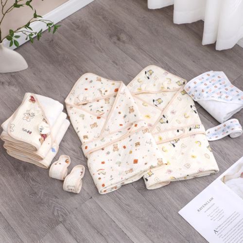 Baby four-layer gauze quilt, maternal and infant supplies, baby bag, single blanket, cotton gauze delivery room quilt, spring, summer and autumn styles