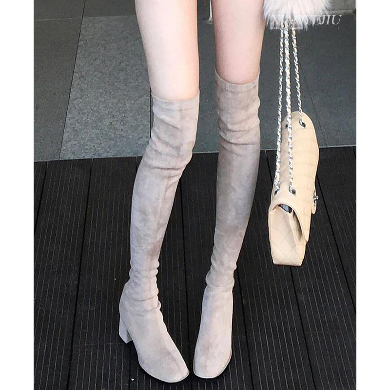High-Heeled Over-The-Knee Boots for Women 2025 New Autumn and Winter Suede Elastic Slim Boots High Boots Popular Boots High-Heeled Over-The-Knee Boots for Women 2025 New Autumn and Winter Suede Elastic Slim Boots High Boots Popular Boots