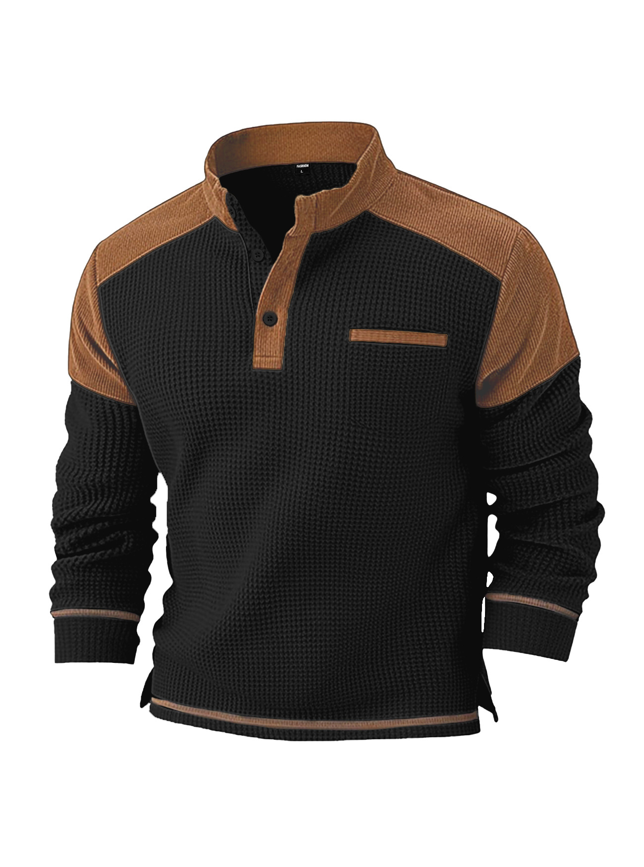 Neuer Herren-Waffelpullover mit Stehkragen und langen Ärmeln für den Winter 2026 – lässig und bequem_voghion.com