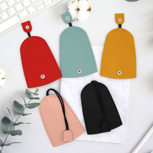 Car key chain leather sleeve pull-out key pouch home lock key organizer car key chain protective cover
