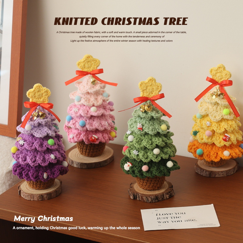 Nuevos adornos de escritorio de Navidad ganchos de lana mini base de árbol de Navidad regalos creativos decoraciones de Navidad