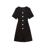 130-350斤特大码女装胖mm复古V领收腰连衣裙夏季新款中长款A字裙，女装大码女装，变形策服饰