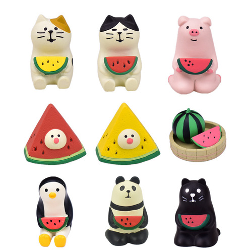 Zakka ins girly cute cat decoration small ornaments watermelon bird food toy micro scene shooting props