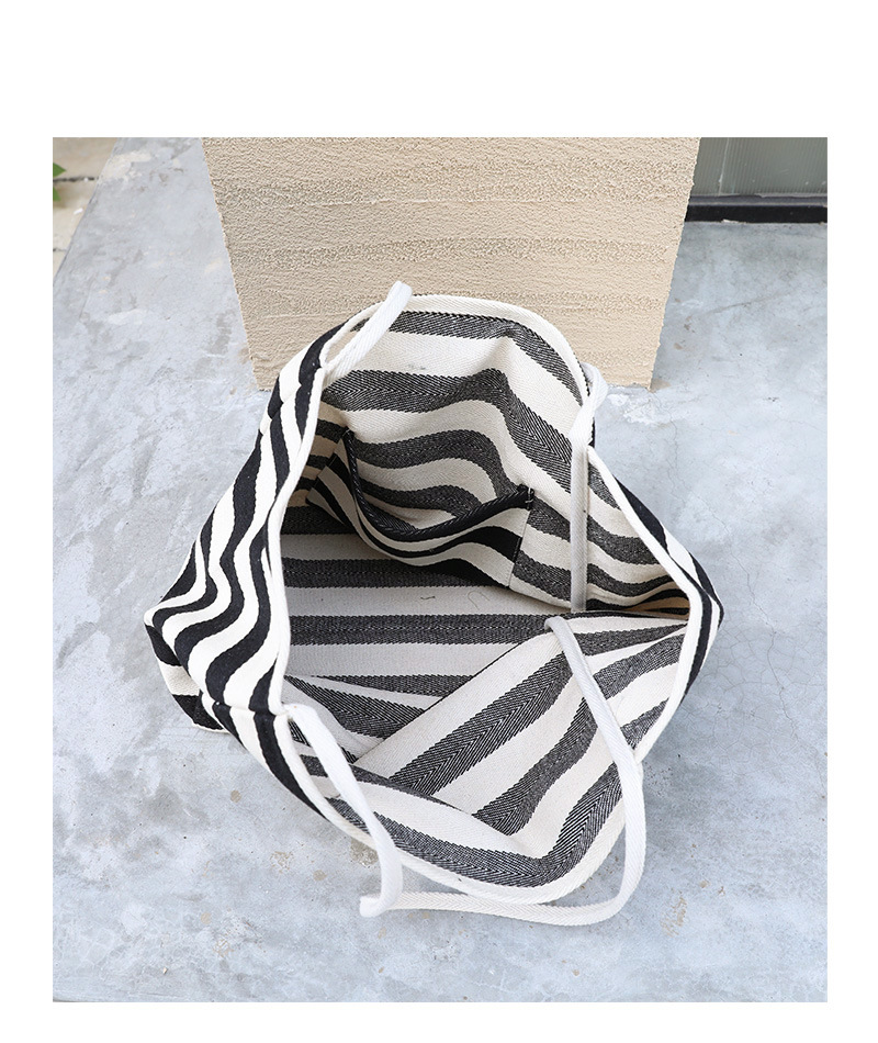 843g Weight Open Closure Type Double Shoulder Straps Strap Type Canvas Bag Bags Type Casual, Holiday Occasion Canvas Material Stripe Pattern All Seasons Season Women's Gender Streetwear Style Large Size Women's Large Canvas Stripe Streetwear Open Canvas Bag 19