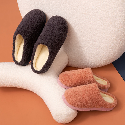 Soft Plush Slippers for Women - Winter Thick-Soled Warm Slippers, Indoor Non-Slip Home Slippers, Couples' Floor Slippers, Men's Home Slippers