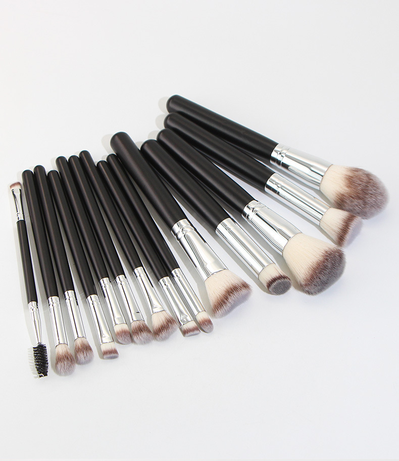 Fashion Black Artificial Fiber Wooden Handle Makeup Tool Sets 1 Set display picture 2