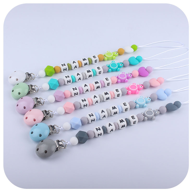 Suministros de bebé calmante Cadena de chupete de silicona bebé DIY Nombre de producción de silicona tortuga cadena anti-gota Comercio exterior Nuevo