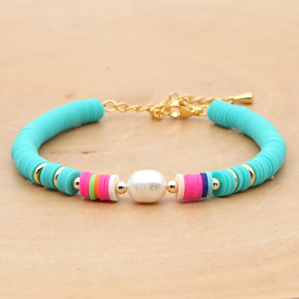 Color Block Fashion No Inlaid Soft Clay Bracelets Wholesale display picture 6