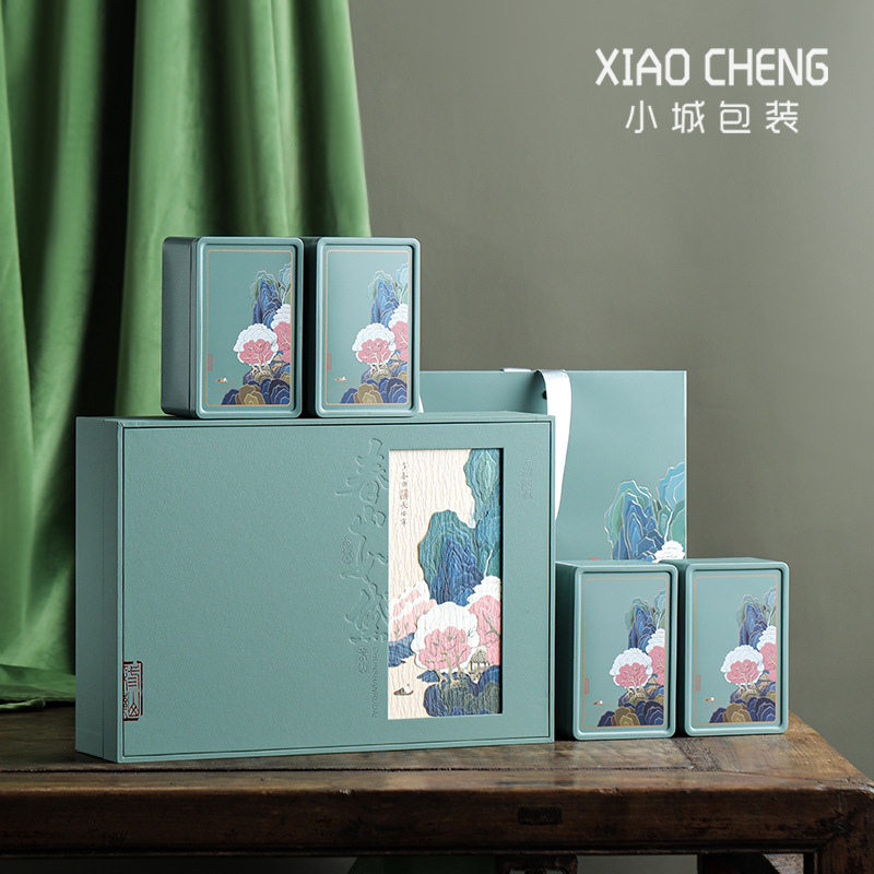 2024款绿茶包装盒空礼盒高档通用明前龙井茶碧螺春茶叶礼盒装空盒