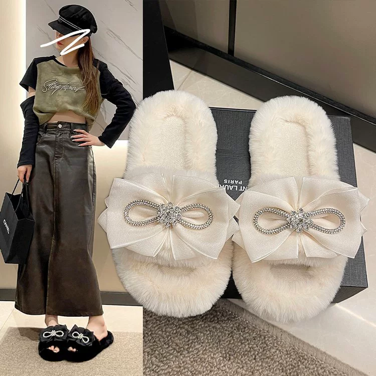 2023 Осенне-зимняя повседневная универсальная нишевая плюшевая Домашняя одежда с толстой подошвой, пушистые тапочки высокого уровня