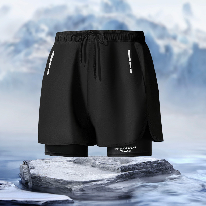 アマゾン男性水泳パンツ卸売り速乾ランニングトレーニングクロスボーダー灘沙欧米女性男性二重気まずい思いを防ぐ