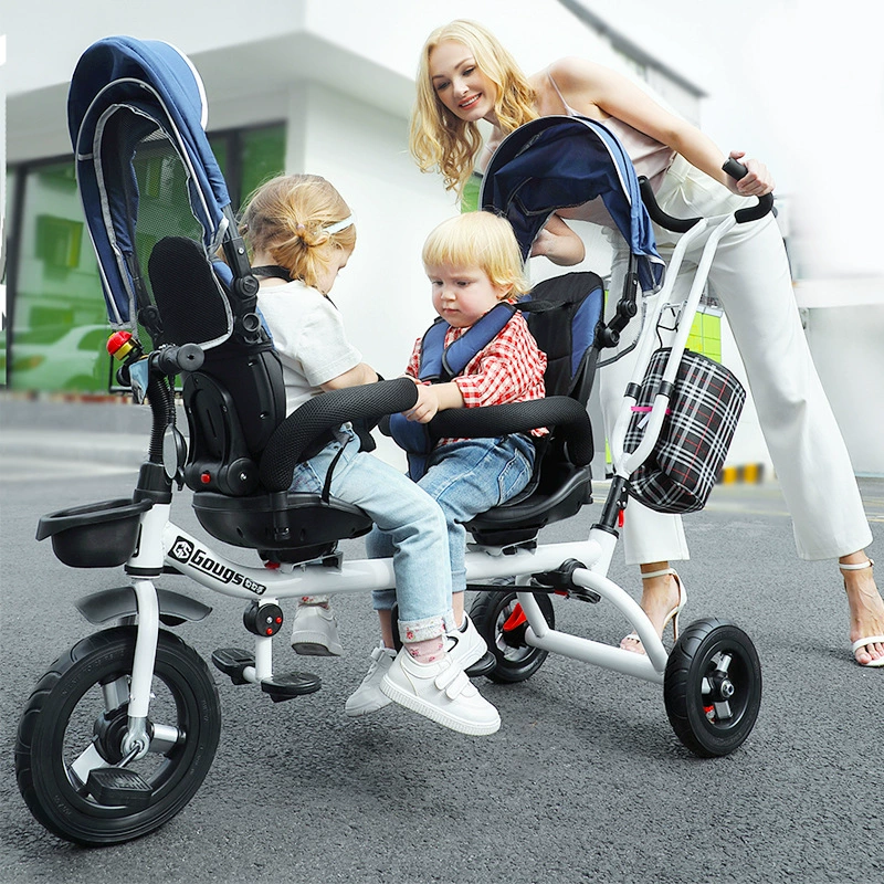 Детский трехколесный велосипед для близнецов, коляска, 1–5 лет