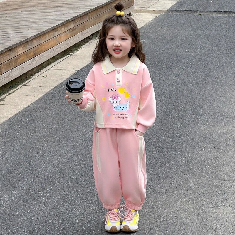 Girls Suit Spring and Autumn 2025 New Children's Fashionable Baby Girl Autumn Cartoon Casual Autumn Two-Piece Set Girls Suit Spring and Autumn 2025 New Children's Fashionable Baby Girl Autumn Cartoon Casual Autumn Two-Piece Set