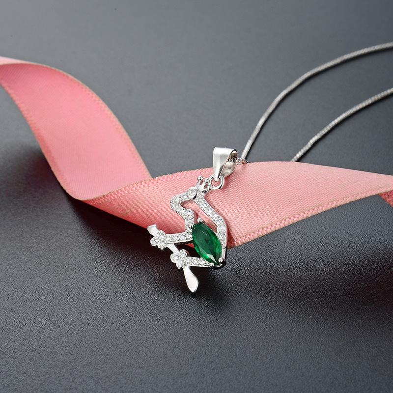 Collar de moda europeo y americano transfronterizo s925 plata esterlina diamante ZIRCON creativo Rana clavícula cadena colgante