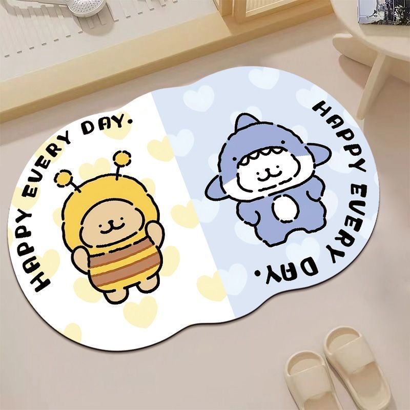 만화 코스프레 강아지 규조토 진흙 스타일 바닥 매트 욕실 바닥 매트 욕실 흡수성 발 매트 입구 문 매트