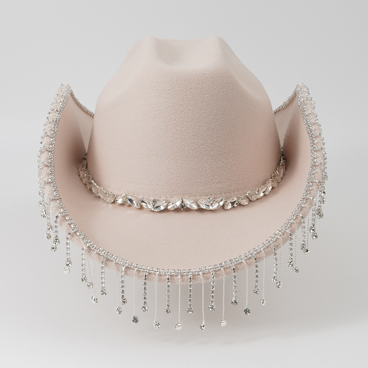 Western cowboy hoed voor dames en heren met ketting en strass_voghion.com