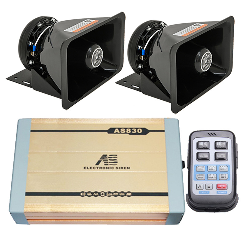 Car-mounted wireless remote control siren, high-power megaphone, high-frequency speaker, AS830GH + Black Falcon speaker