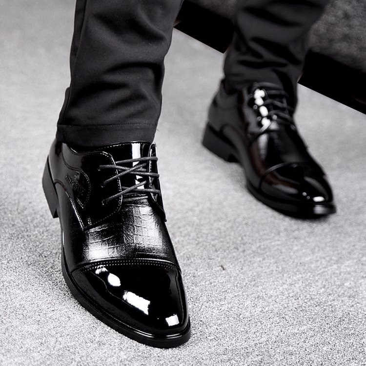 men dress shoes formal business work lea...