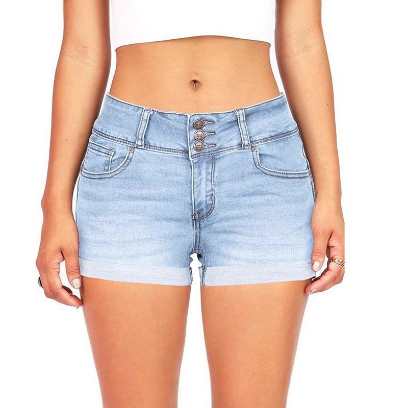 AliExpress nuevos pantalones cortos de mezclilla multicolores ajustados a la cintura