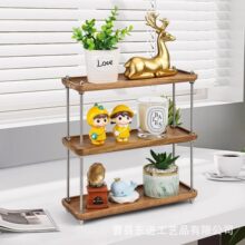 卧室木质置物架三层古龙水托盘手办展示盘桌面洗手台实木收纳架