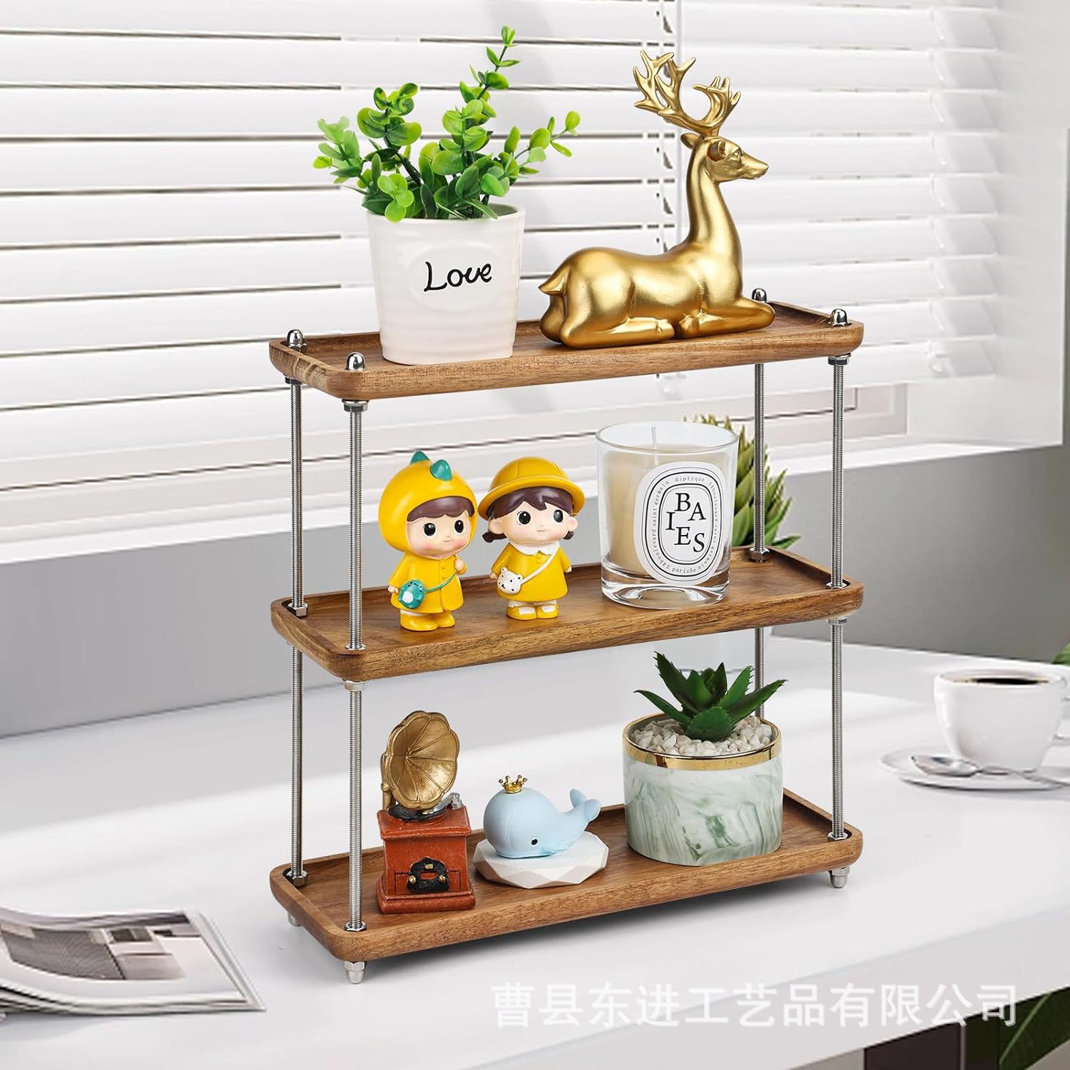 卧室木质置物架三层古龙水托盘手办展示盘桌面洗手台实木收纳架