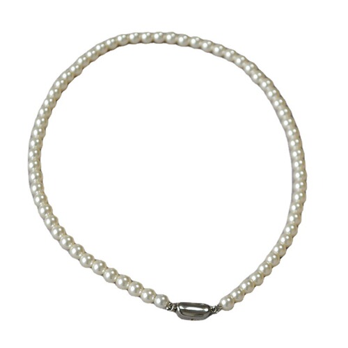 French Retro Fever Style Round imitation Shuji Crystal Pearl Yuanbao Clasp Elegant and Refined Necklace Collar Chain