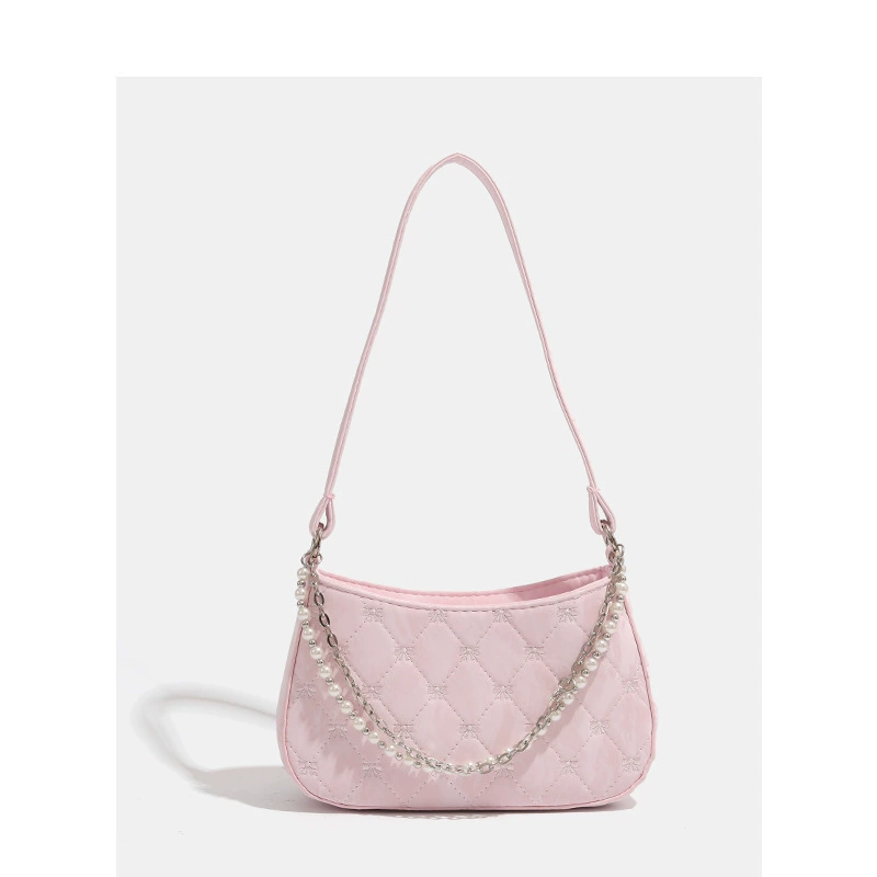 Fashionable universal underarm bag, metal one-shoulder bag from pearl, city style, wholesale