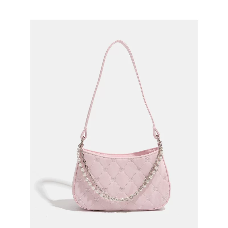 Fashionable universal underarm bag, metal one-shoulder bag from pearl, city style, wholesale
