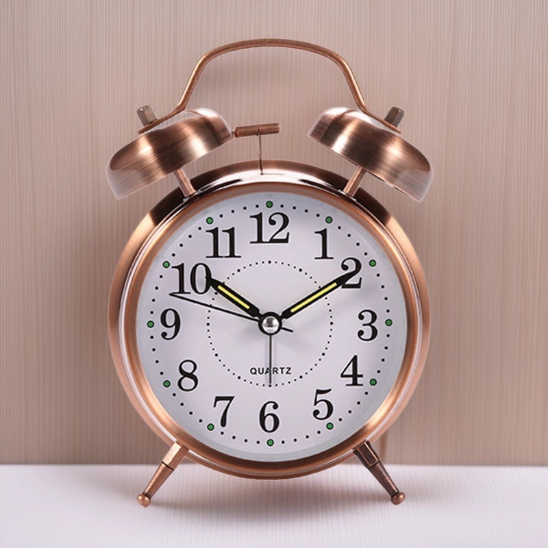 Cross-border 4-inch metal bell alarm clock for students with high volume wake-up clock for children