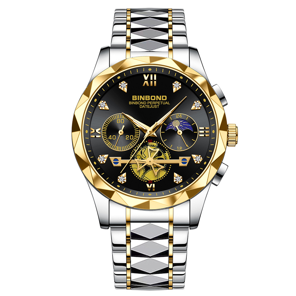 New Benbang Watch Series, Multifunctional Quartz Watch, Versatile and Trendy Watch, Six Pin Timing, Casual and Trendy Men's Tungsten Steel Color_voghion.com