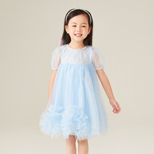 【跨境女童】礼服新款春季欧美网纱儿童连衣公主裙生日礼服蛋糕裙