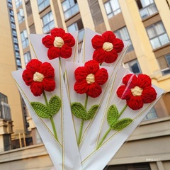 送你一朵小红花毛线手工编织单支花束母亲节女神节庆创意礼品成品