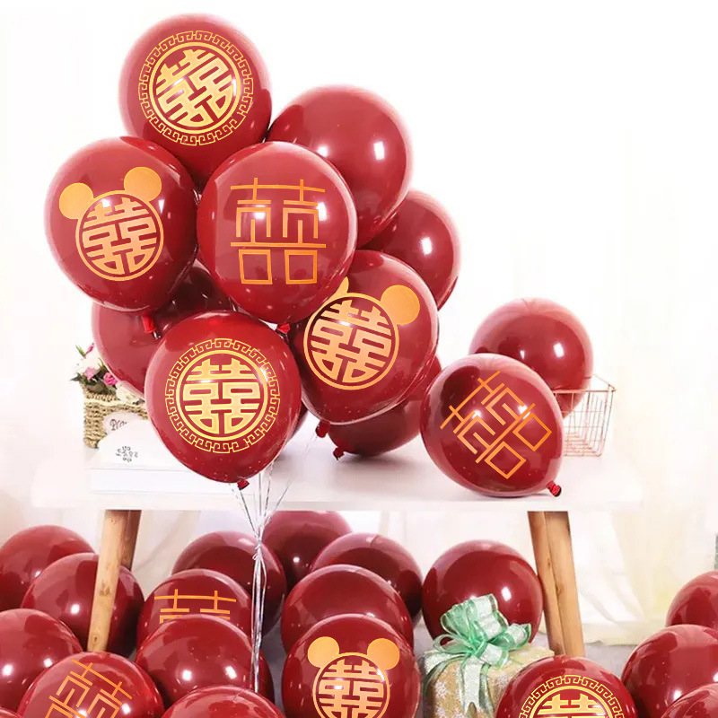 Decoración de la casa de boda globo de boda doble capa gruesa granada rubí globo rojo compromiso suministros de boda