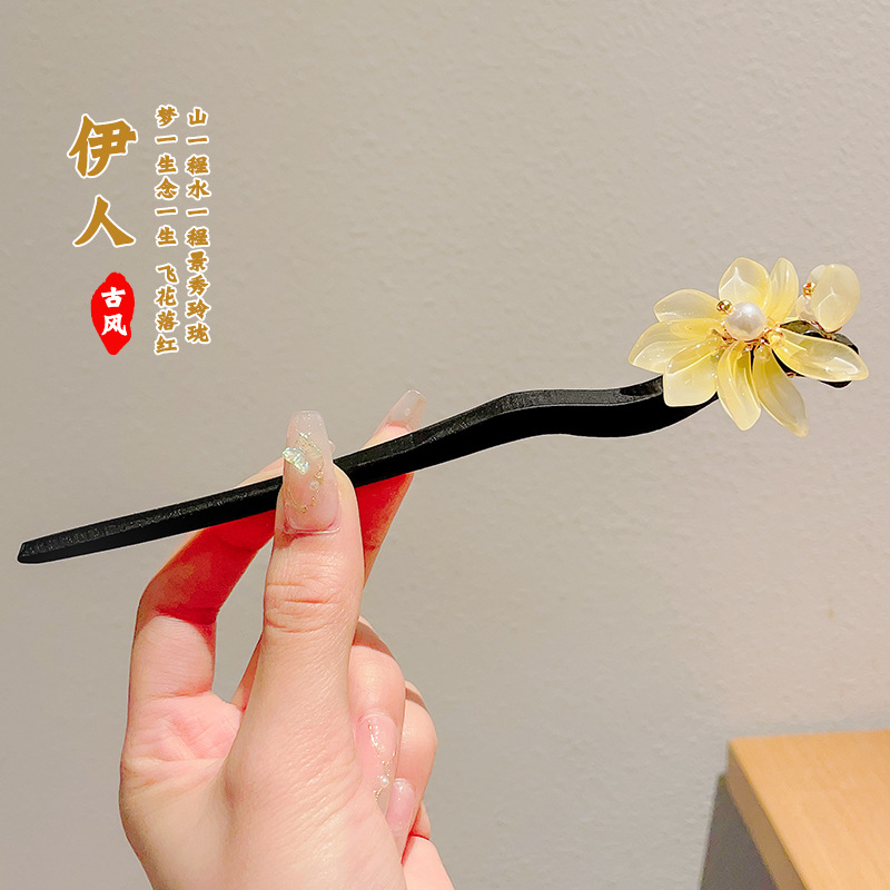 Pinzas de cabello de madera para mujeres nuevos pinzas de estilo chino de alto nivel diarios vestido de caballo de viaje antiguo sándalo bandeja de cabello pinzas de cabello tocado