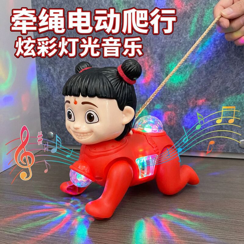 Internet Celebrity Nezha Crawling Electric Toy with Glowing Leash, Music, Colorful Lights, and Educational Features Internet Celebrity Nezha Crawling Electric Toy with Glowing Leash, Music, Colorful Lights, and Educational Features