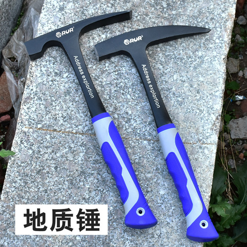 Wholesale geological hammer professional exploration hammer pointed head flat head integrated quarrying mining hammer escape hammer mason hammer sheet
