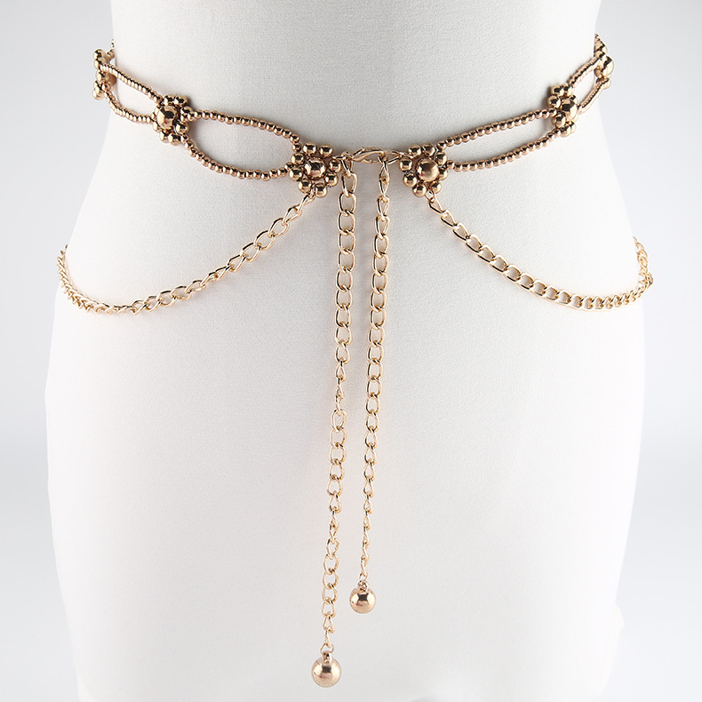 IG Style Style IG Style Solid Color Iron Beaded Women's Chain Belts