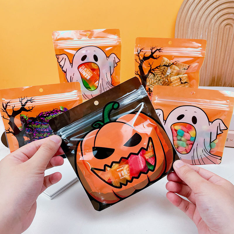 新しいハロウィーンギフト包装自立袋スナッククッキーキャンディー袋小さなカード食品級シール分注袋|undefined
