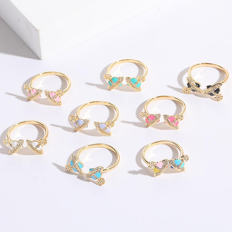 Fashion Planet Copper Inlay Zircon Open Ring 1 Piece