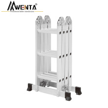 跨境电商3.7米铝合金多功能梯子小关节四折梯双侧折叠梯人字梯