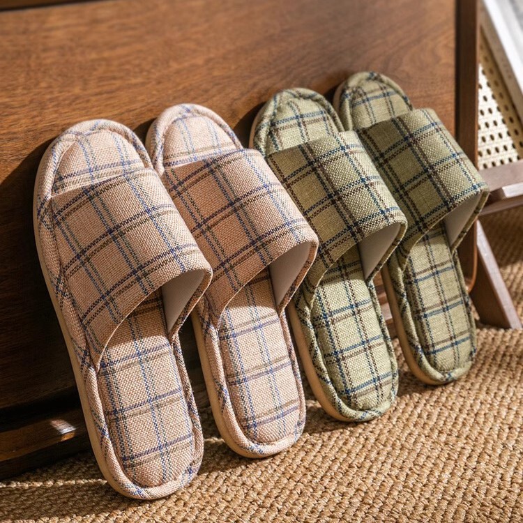 Four Seasons Home Slippers Couple Simple Plaid Summer Linen Slippers Wooden Floor Indoor Cotton and Linen Slippers Wholesale Four Seasons Home Slippers Couple Simple Plaid Summer Linen Slippers Wooden Floor Indoor Cotton and Linen Slippers Wholesale