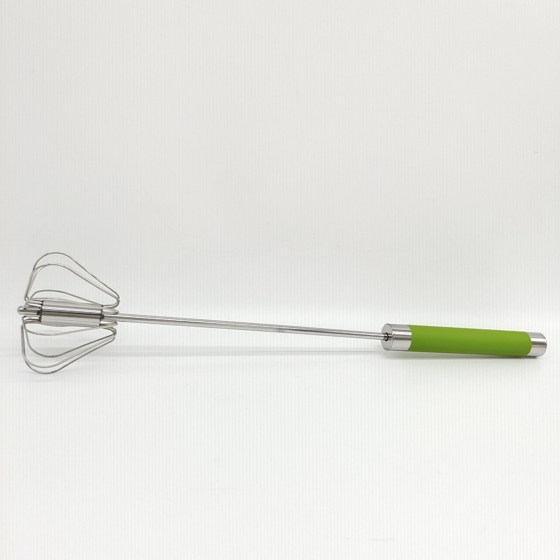 Batidor de Huevos Semiautomático Giratorio de Acero Inoxidable Manual para Cocina