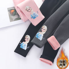 Princess Elsa girls' leggings autumn and winter new thin velvet trousers for baby girls to wear as outerwear, fashionable children's trousers