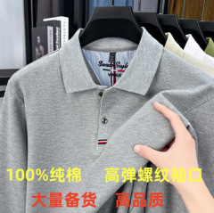 秋季爆款高弹螺口＋龟背＋刺绣纯棉长袖polo衫