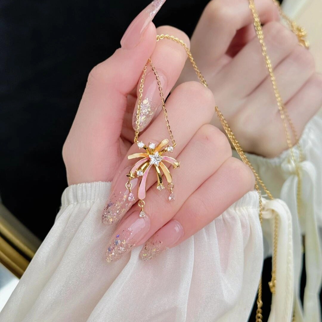 浪漫花火烟花项链女款轻奢小众高级感设计锁骨链珐琅吊坠配饰饰品