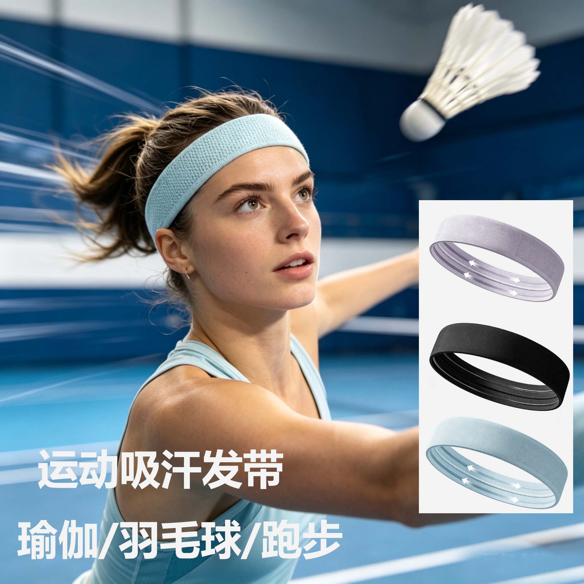 Sports headband, sweat-wicking band for men and women, fashionable outdoor running, basketball, badminton, yoga, sweat-absorbing headscarf, hairband